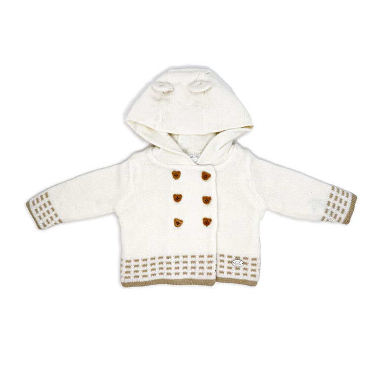 Rock-A-Bye Baby Boutique Cream Knitted 2-Piece Cardgian and Pant Gift Set: 3-6m