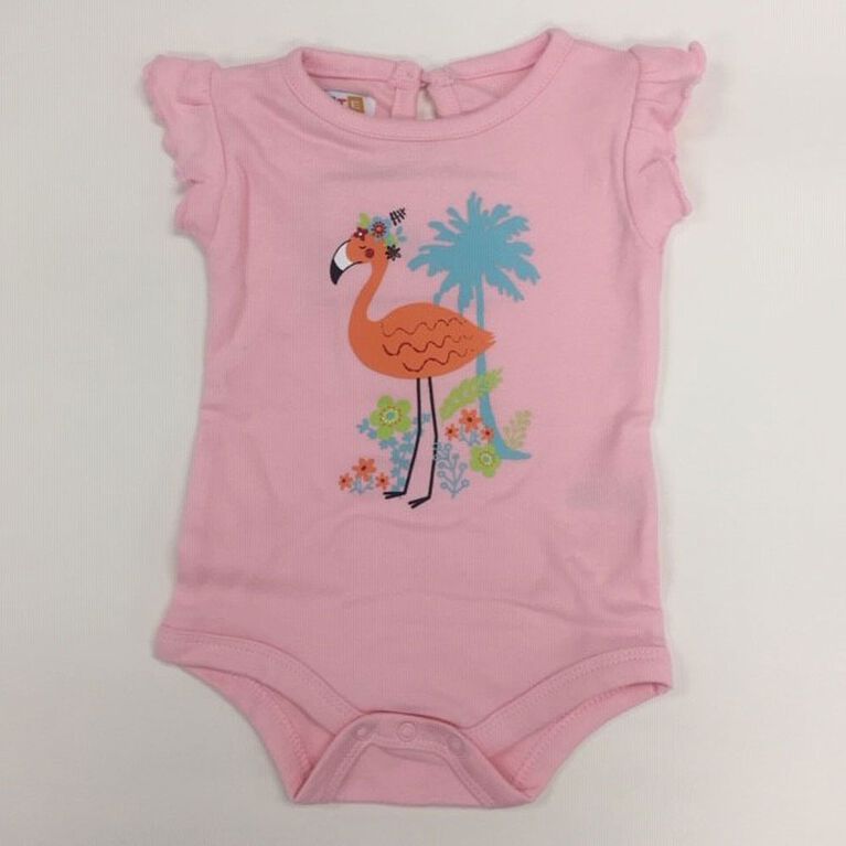 Coyote and Co. Ruffle sleeve diaper shirt - pink flamingo - size 0-3 months