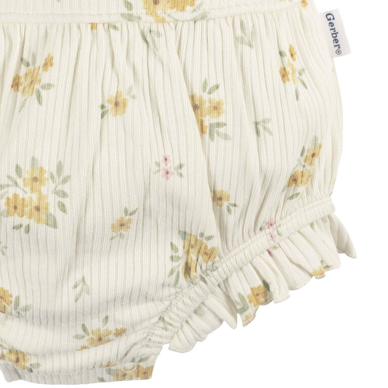 Gerber Childrenswear - Romper with Ruffle Bouquets - 12M