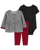 Carter's Three Piece Little Cardigan Set Grey 3M