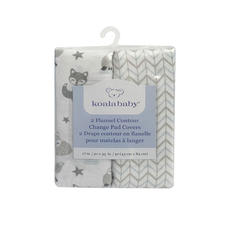 Lot de 2 housses de matelas à langer en flanelle Koala Baby Fox