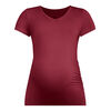 Motherhood - Short Sleeve Side Ruched Vneck Tee - Tawny Port - L