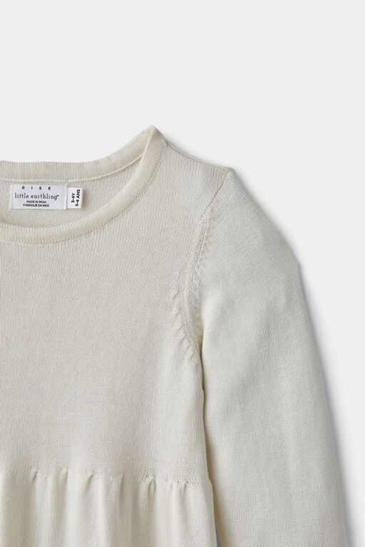 Long Sleeve Sweater Dress White 18-24M