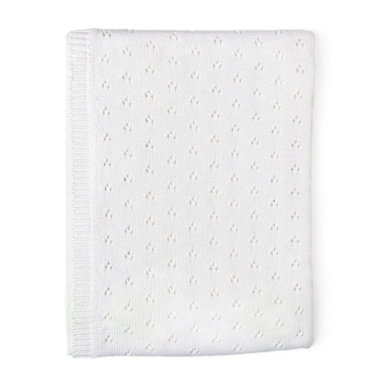Baby Mode Signature White Pointelle Baby Blanket