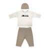 Baby Mode 3 Piece Waffle Pant and Hat Set: Tan Transportation 9M
