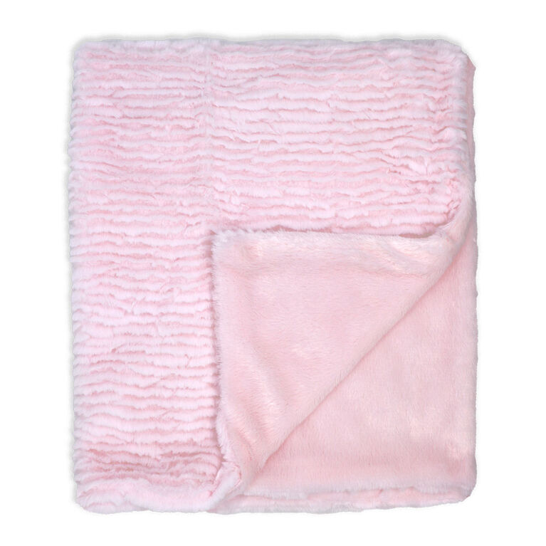Signature Mode Bébé  Couverture en peluche striée : rose