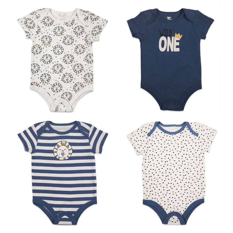 Koala Baby 4-Pack Bodysuit - Blue, Preemie