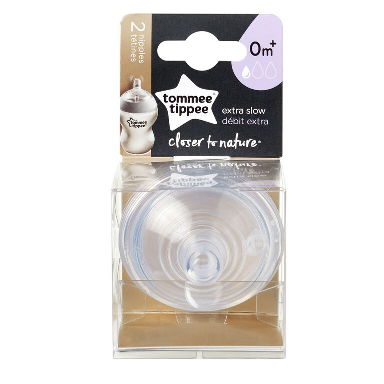 Lot de 2 tétines Closer to Nature Transparent Débit rapide de Tommee Tippee,  Tétines : Aubert