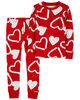 Carter's Two Piece Valentine's Day Hearts 100% Snug Fit Cotton Pajamas Red  12M