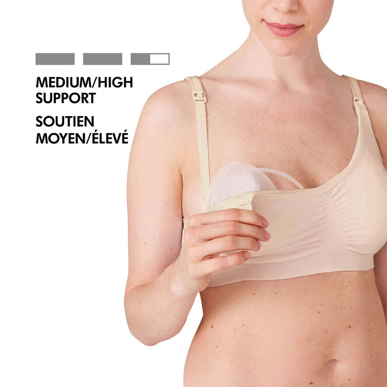 Medela 3 in 1 Nursing and Pumping Bra | Breathable, Lightweight for Ultimate Comfort when Feeding, Electric Pumping or In-Bra Pumping, Chai, Medium