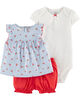 Carter's 3-Piece Floral Diaper Cover Set - Blue/Ivory/Red, 12 Months