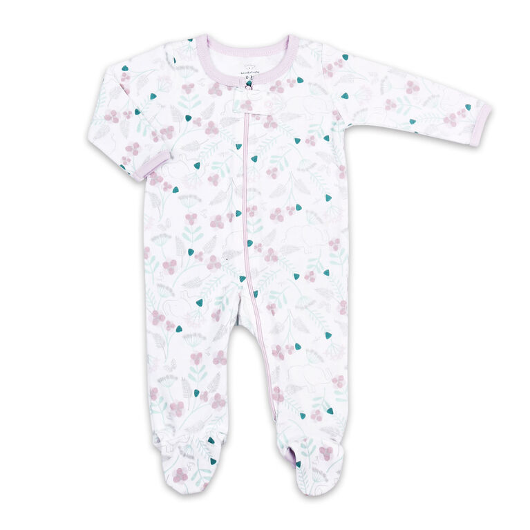 Koala Baby Sleeper - Purple Elephant Meadow Allover Print, Newborn