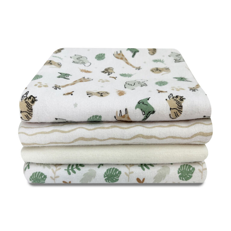 Lot de 4 couvertures de réception en flanelle Koala Baby Safari