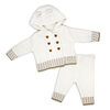 Rock-A-Bye Baby Boutique Cream Knitted 2-Piece Cardgian and Pant Gift Set: 3-6m