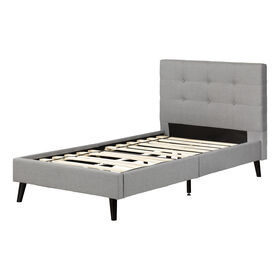 Fusion Twin Upholstered PlatformBed Gray