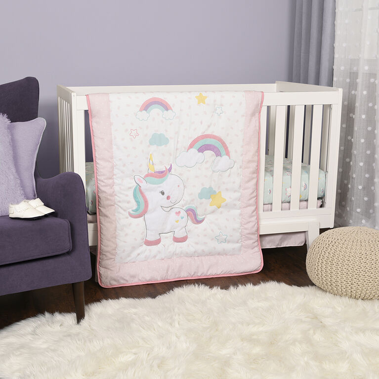 Baby's First by Nemcor 4-Piece Nursery Bedding Set, Rainbow Skies