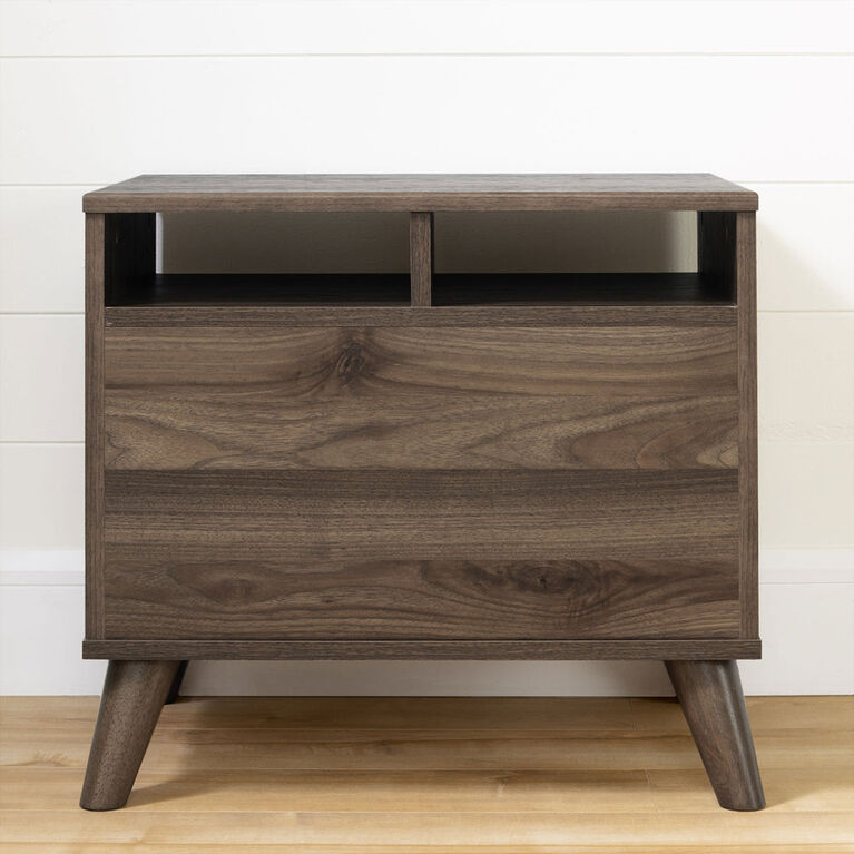 Yodi 2-Drawer Nightstand Natural Walnut and White