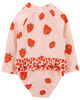 Carter's Strawberry Ruffle 1-Piece Rashguard Swimsuit 12M