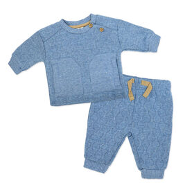 Baby Mode 2 Piece Quilted Jogger Set: Blue