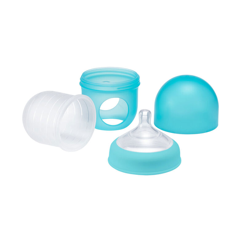 Boon Nursh Silicone Pouch Bottle 4 oz 3-Pack - Blue and Green