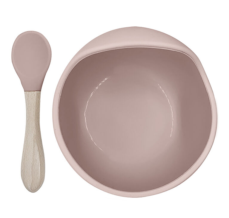 Silicone bowl & spoon set Rose