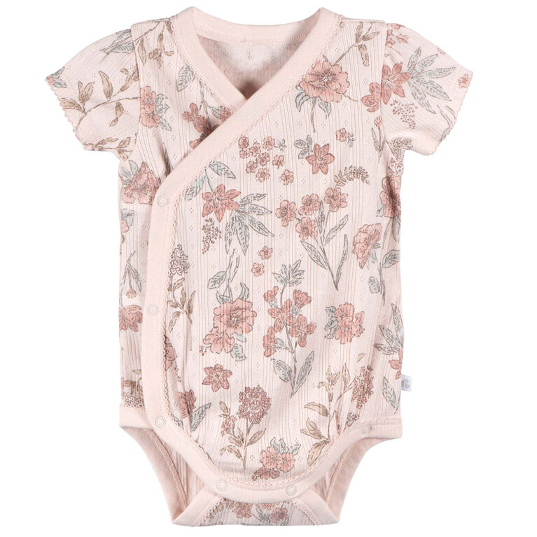 Just Born - 3 Pack Kimono Bodysuits - Pink 6-9M