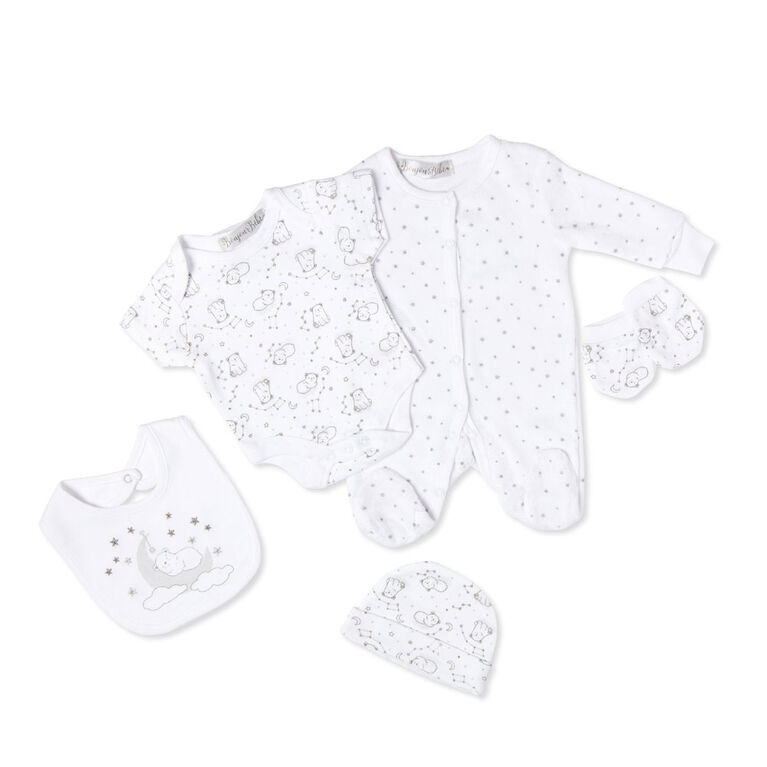 Bonjour Bebe - Bear 5-Piece Velour Gift Set - English Edition - 3-6 Months