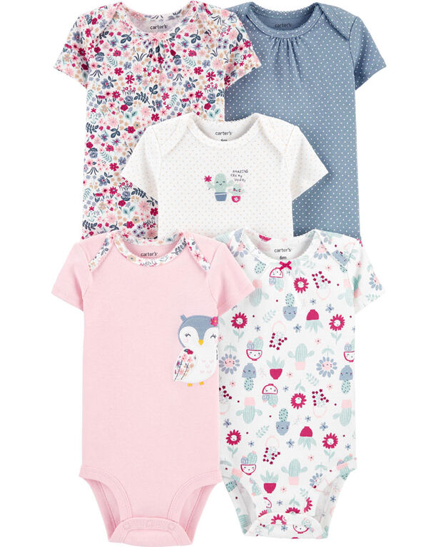 Carter's 5-Pack Owl Original Bodysuits Multi-Color - 6 Months