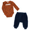Baby Mode 2 Piece Navy Faux Fur Pant set:Roar