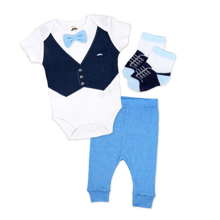 Little Gent  blue bowtie set 6-9M