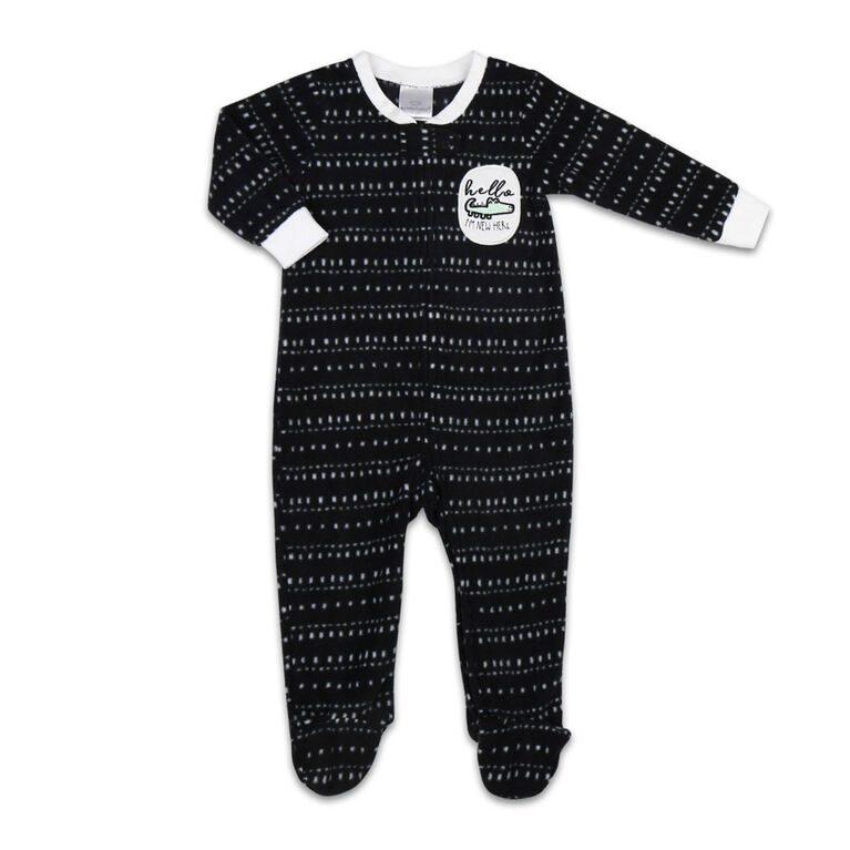 Koala Baby Microfleece Sleeper Black And White Dot Stripe Hello