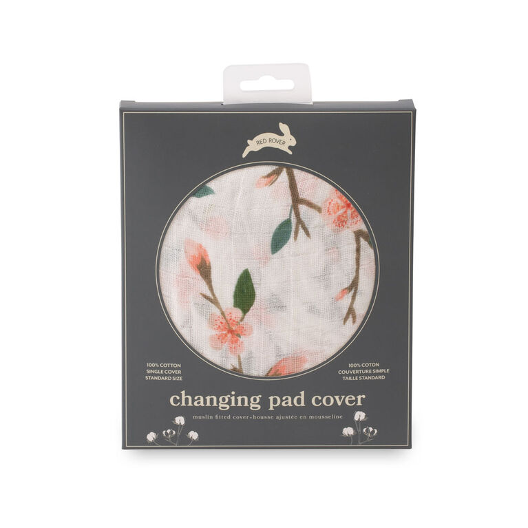 Red Rover - Cotton Muslin Changing Pad Cover - Peach Blossom - R Exclusive