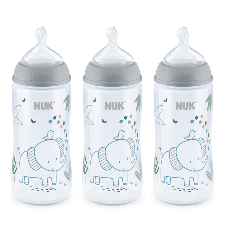 NUK Smooth Flow Anti-Colic Bottle, 10 oz, 3 Pack, 0+ Months, Blue