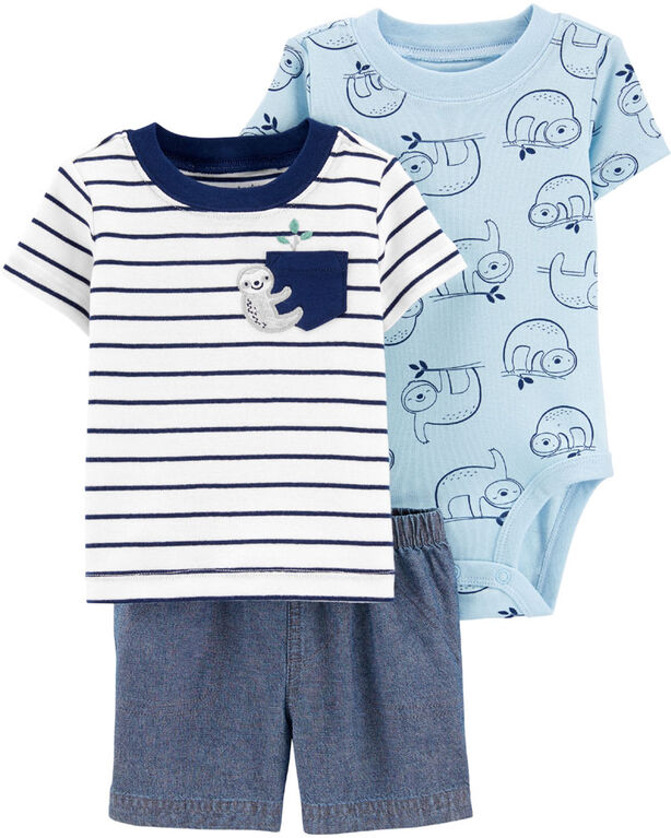 Carter's 3-Piece Sloth Diaper Cover Set - Blue, Newborn