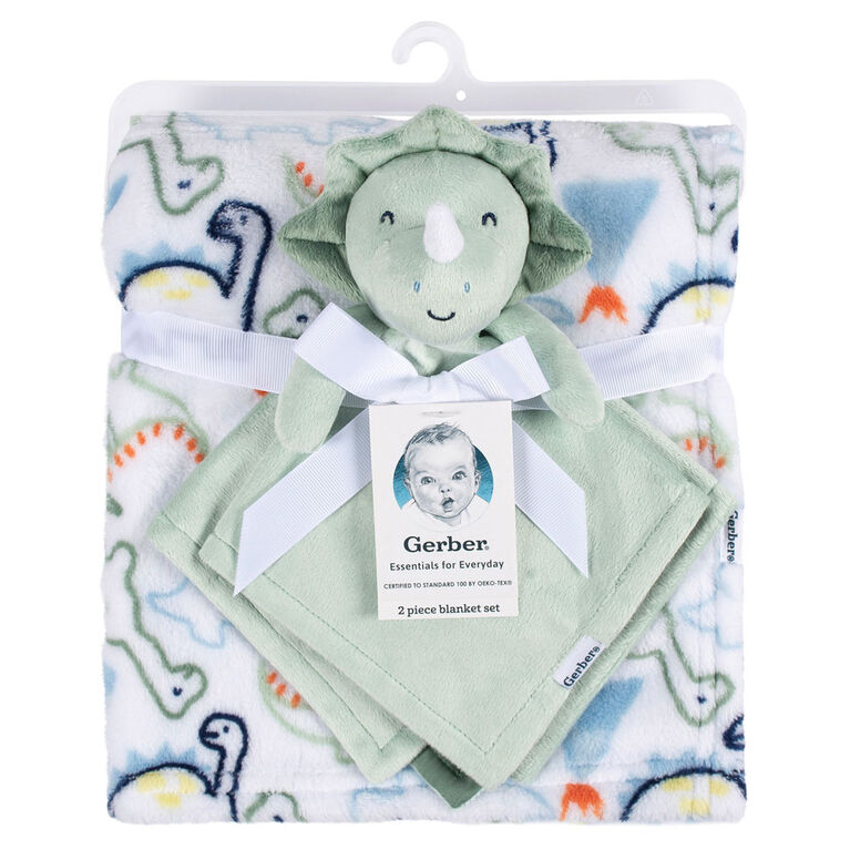 Gerber Childrenswear - 2 piece Blanket + Security Set - Dino