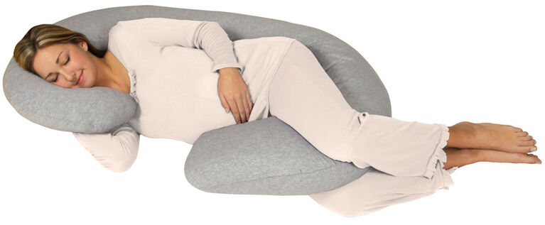 Leachco - Coussin corporel Snoogle Chic avec housse en jersey gris chiné.