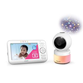 VTech VM5463 5" Digital Video Baby Monitor with Pan & Tilt Camera, Glow-on-the-ceiling light and Night Light, (White)