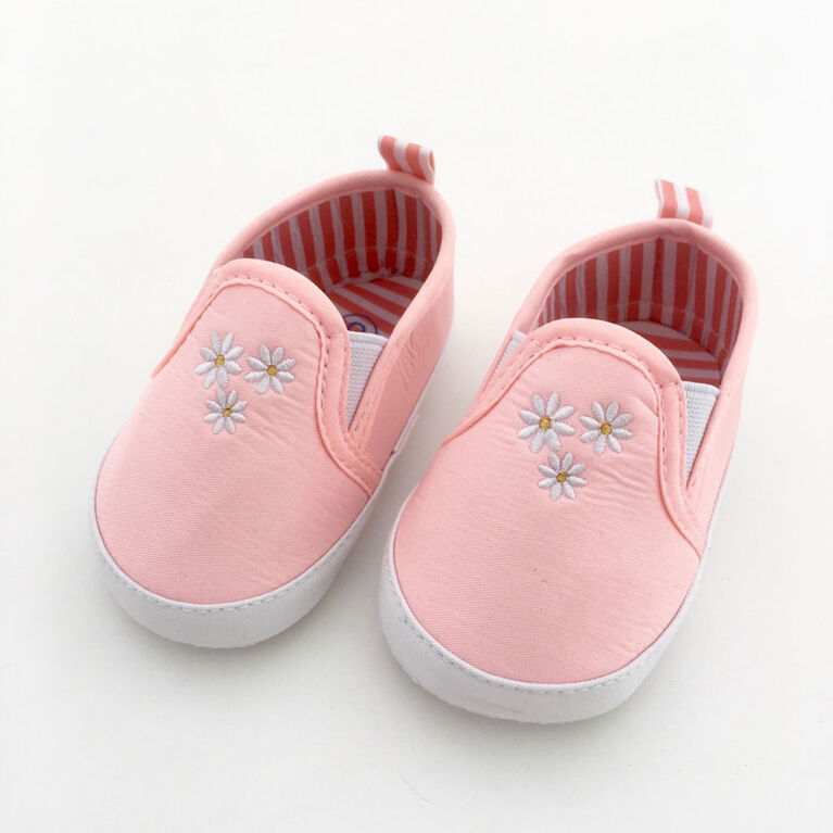 Tickletoes Pink with Flowers Embroidery Shoes Size 3