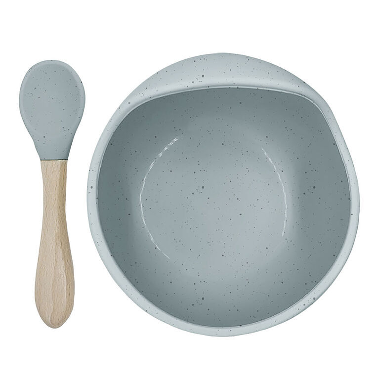 Silicone bowl and spoon set Seafoam