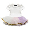 Olivia Rose – Short Sleeve Rianbow Tutu Dress – White - 12 Months