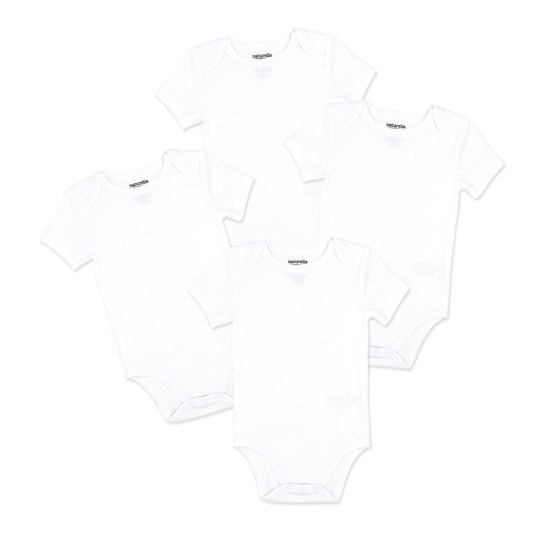 Naturelle 4 Pack Short Sleeve Bodysuit: White Newborn