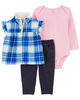 Carter's Three Piece Plaid Little Vest Set Blue  12M