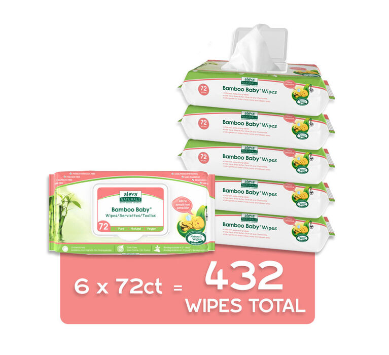 Aleva Naturals Bamboo Baby serviettes ultra sensible (5+1) 432ct.