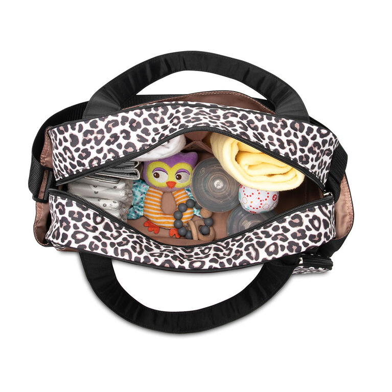 Bananafish Zelda 4-Piece Duffle Diaper Bag Set - Black with Leopard Print