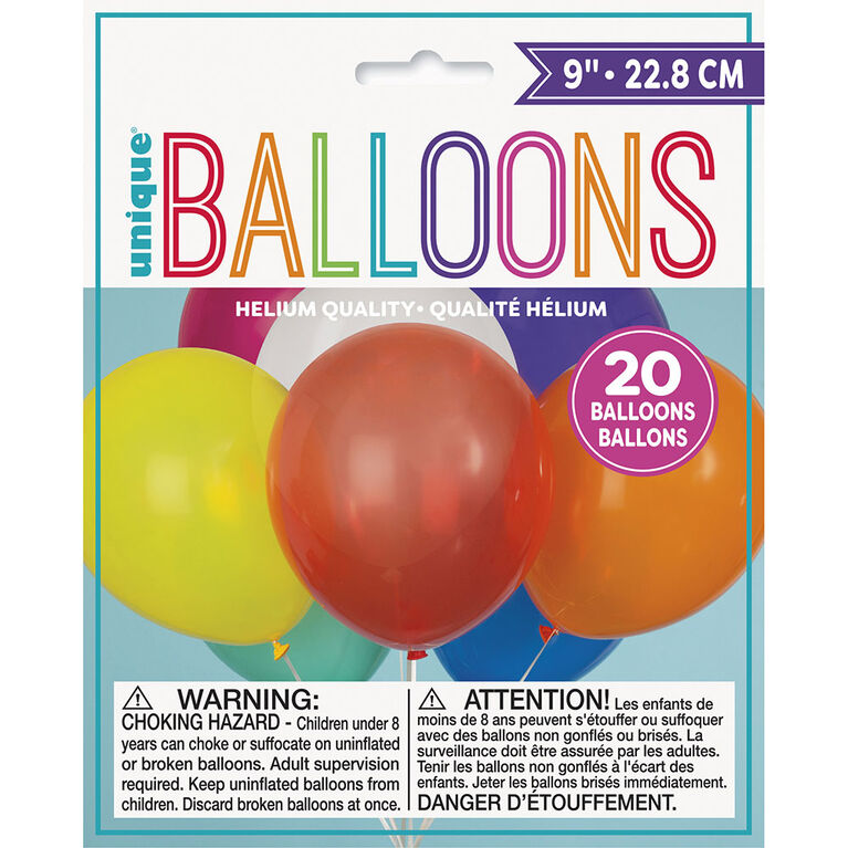 9" Latex Balloons, 20 Pieces Assorted Colours Toys R Us Canada