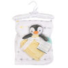 Baby's First By Nemcor 2 Piece Set- Penguin with Arrow Design Blanket