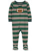 Pyjama 1 pièce à pieds en coton ajusté à imprimé de ballon de football vert Carter's 3T