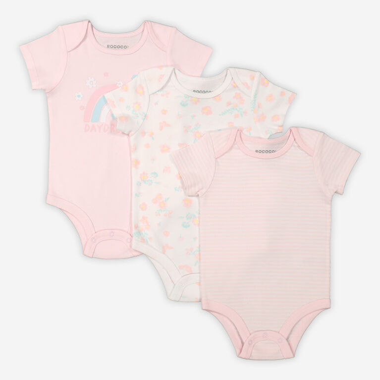 Rococo 3 Pack Bodysuit Set Pink