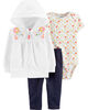 Carter's 3-Piece Floral Cardigan Set - Ivory/Blue, 6 Months