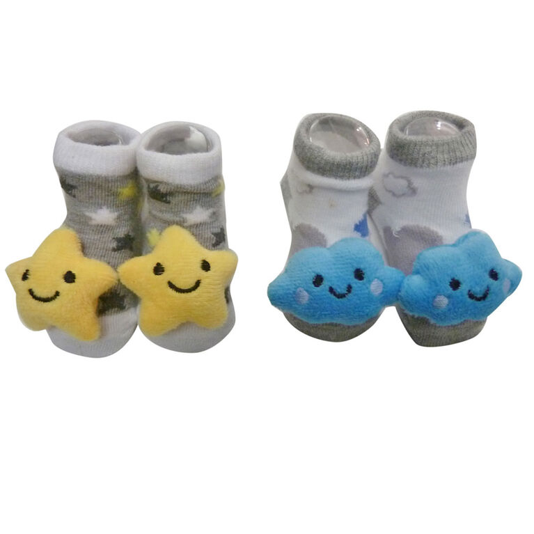 So Dorable 2 Pack Rattle Booties With 3D Icons Sheep / Elephants 0
